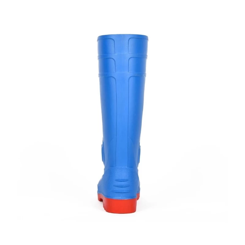 China 111 new design blue oil resistant steel toe safety rain boots pvc manufacturer
