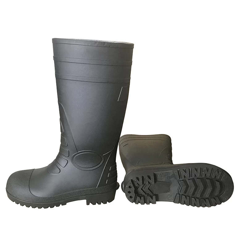 China TIGER MASTER black waterproof steel toe PVC safety rain boots men manufacturer