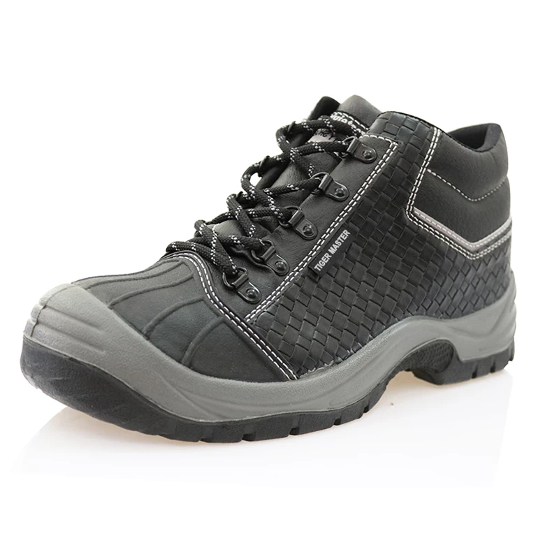 China 3002 microfiber leather black steel toe safety shoes manufacturer