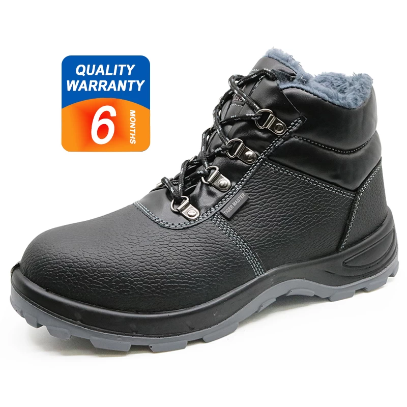 China 372 oil resistant anti slip steel toe cap winter safety shoes with fur lining manufacturer