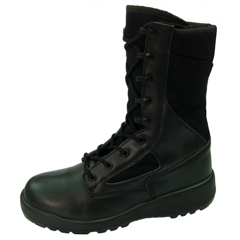 China 99029 black genuine leather vulcanized military army boots manufacturer