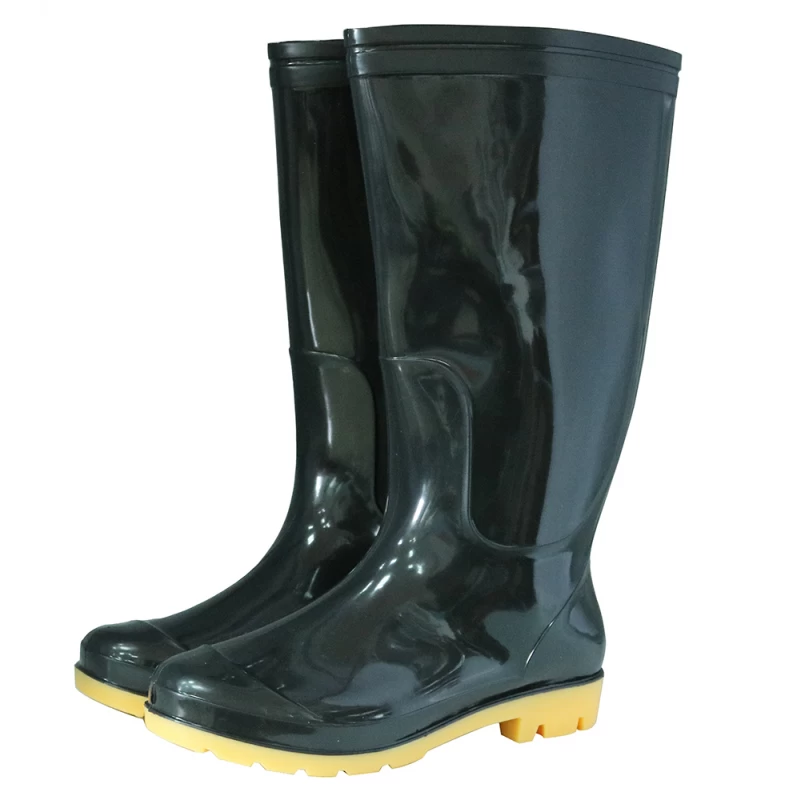 China BNY 2 dollar cheap black shiny pvc rain boots manufacturer