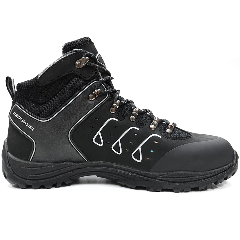 China BTA038 Black nubuck leather PU injection CE standard safety boots composite toe manufacturer