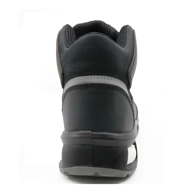 China Black leather pu sole fiberglass toe cap metal free safety boots manufacturer
