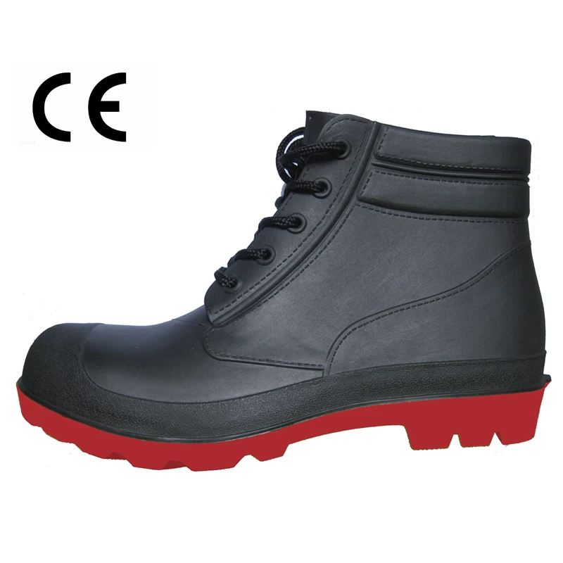 China CE standard steel toe and steel plate ankle pvc rain shoes manufacturer