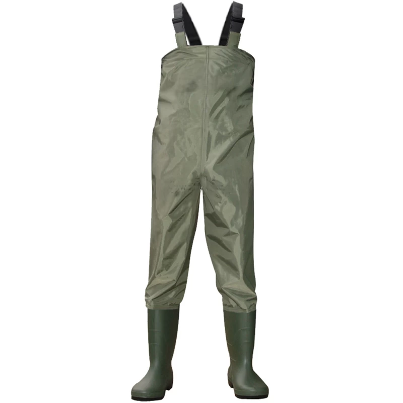 China CW001 Water proof polyester PVC fishing chest waders with PVC boots manufacturer