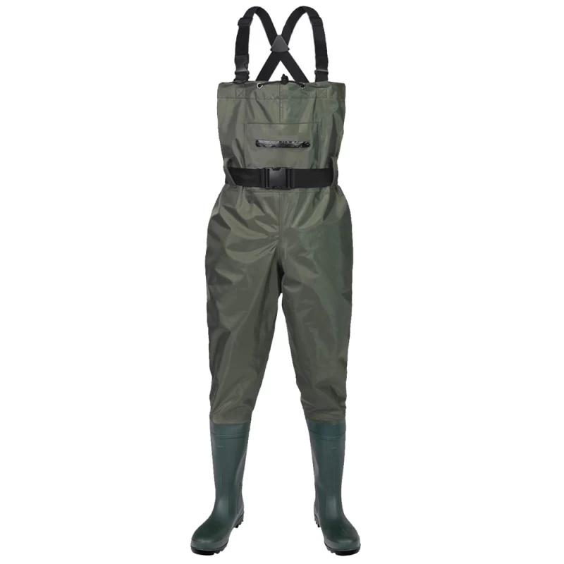 China CW002 water proof slip resistant nylon PVC fishing chest waders with PVC boots manufacturer