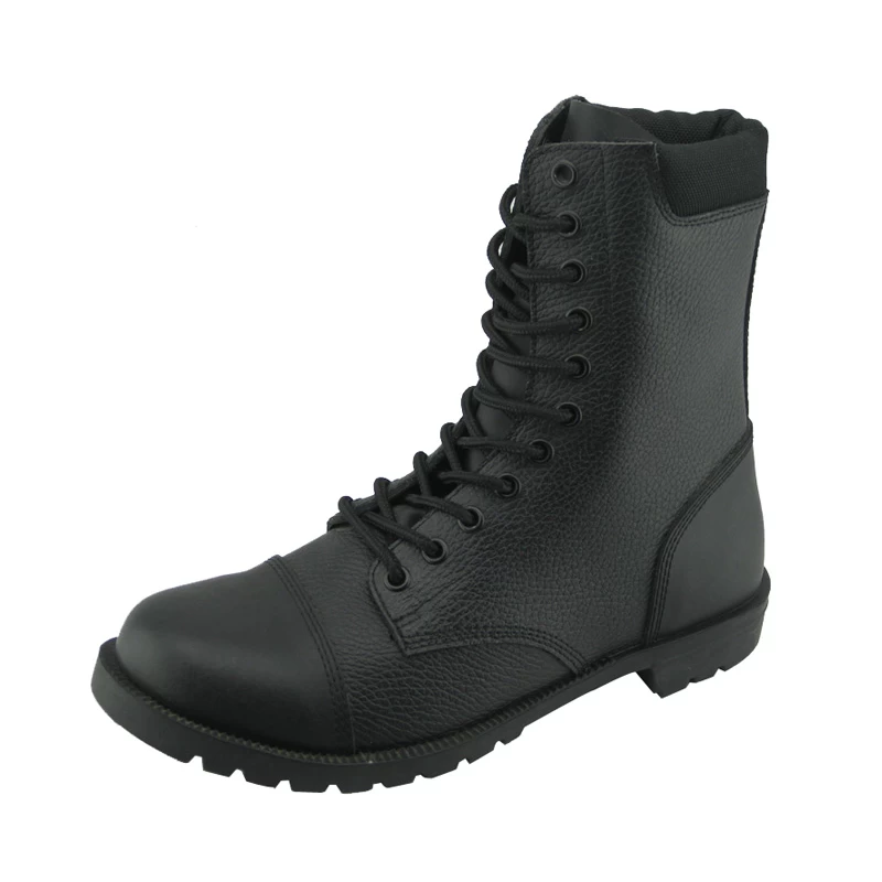 China Cemented genuine leather rubber sole military boots for men manufacturer