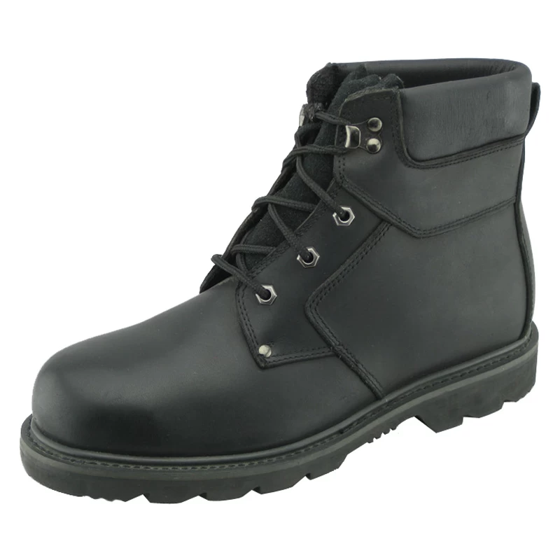 China Corrected leather goodyear steel toe safety boots manufacturer