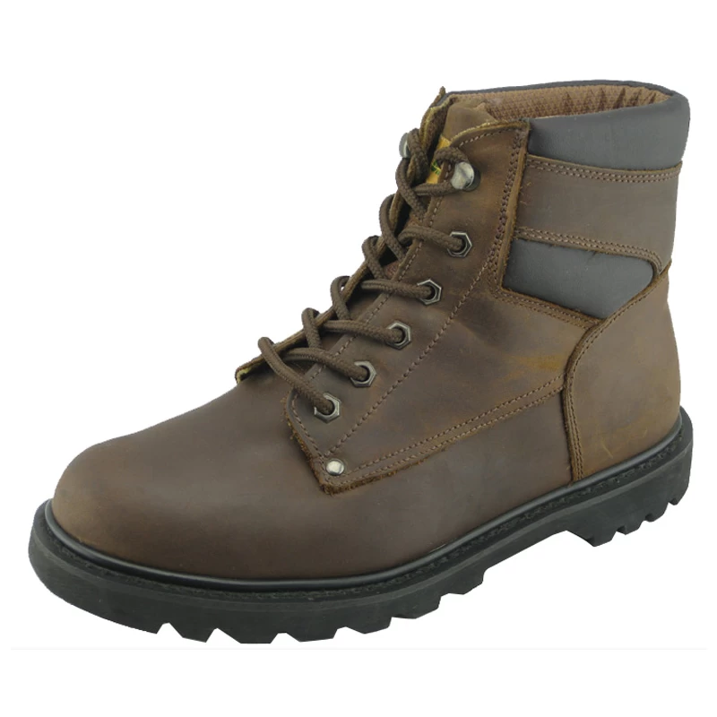 China Crazy horse leather rubber sole goodyear welted work safety boots manufacturer