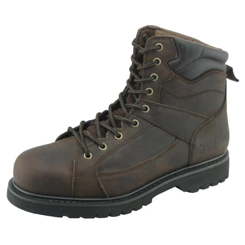 China Crazy horse rubber sole goodyear welted construction safety boots manufacturer