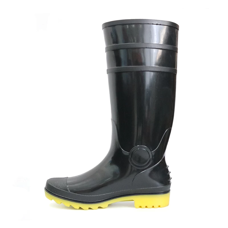 China E6-BY black non safety waterproof cheap pvc glitter rain boot manufacturer