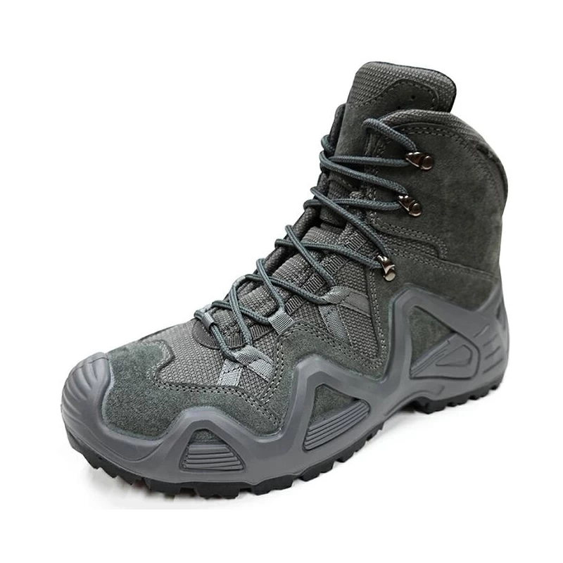 China ENS032G new slip resistant grey suede leather steel toe cap safety boots manufacturer