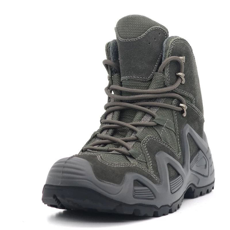China TM1905 Grey suede leather anti slip non safety lightweight men jungle hiking shoes manufacturer