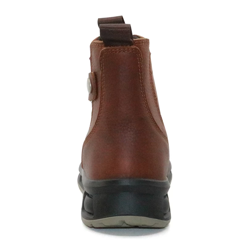 China ETPU28 brown leather fashionable steel toe cap safety shoes without lace manufacturer