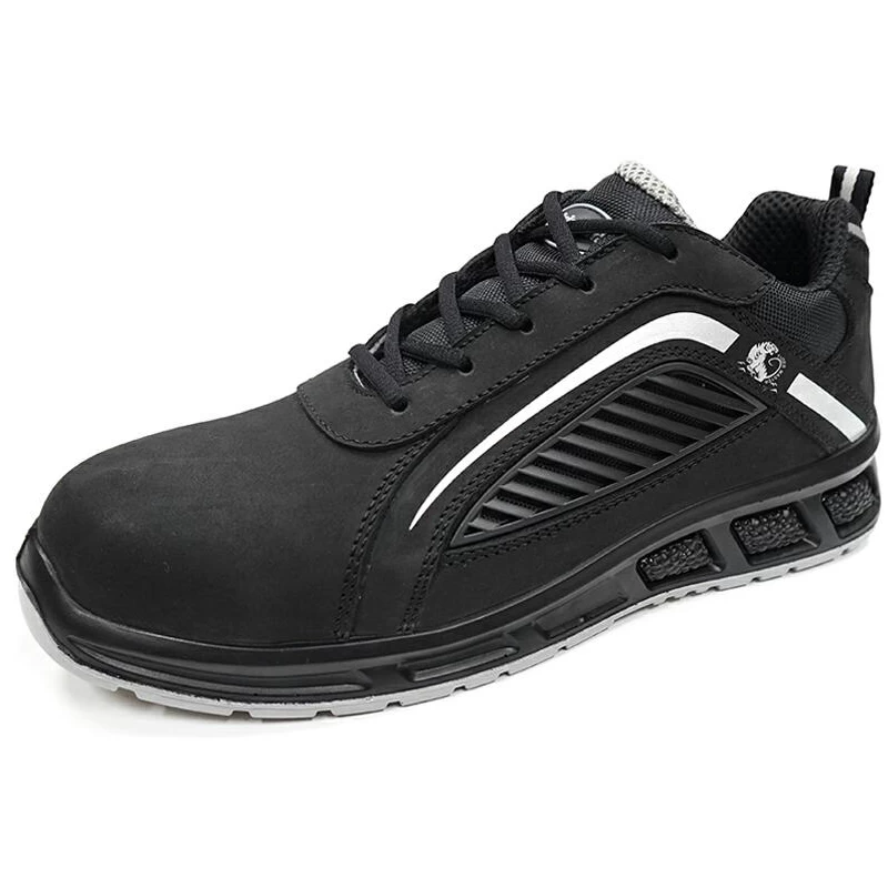 China ETPU40 Shock absorption anti slip black genuine leather sport safety work shoes manufacturer