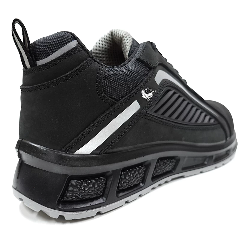 China ETPU40 Shock absorption anti slip black genuine leather sport safety work shoes manufacturer