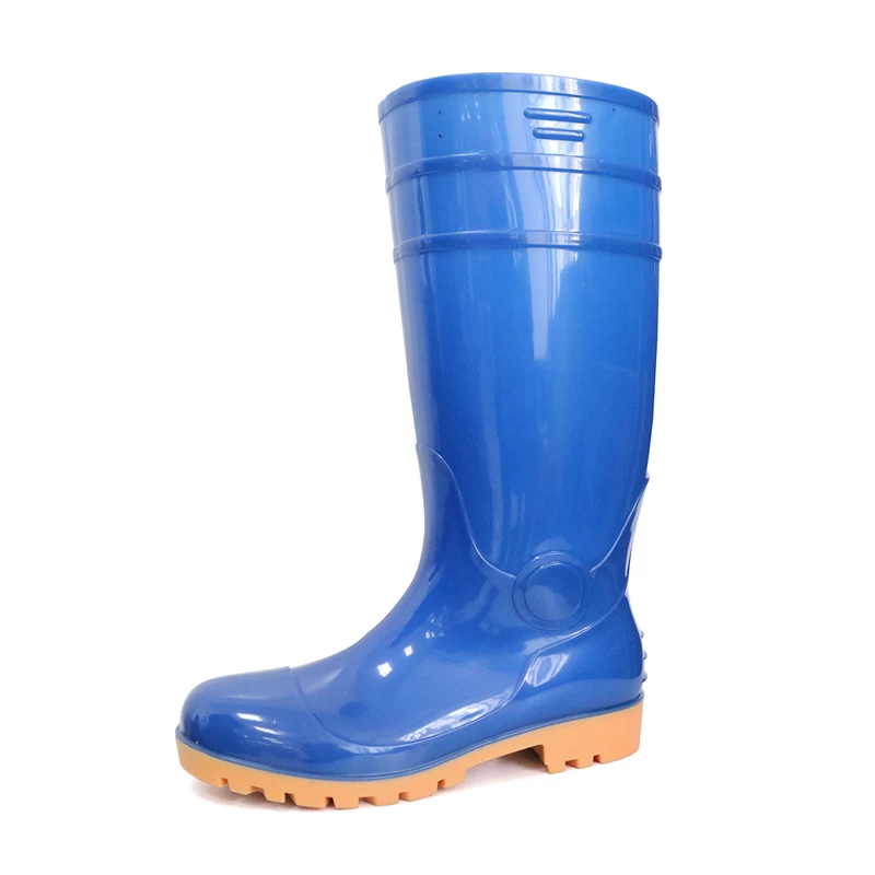 China F30BY blue oil resistant steel teo cap pvc safety rain boots S5 manufacturer