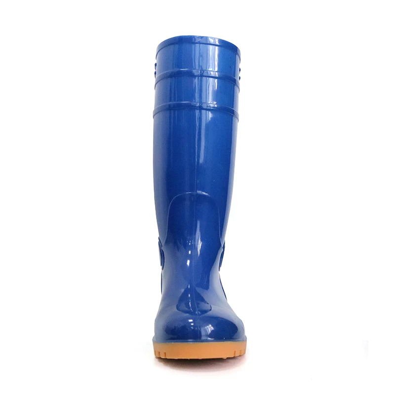 China F30BY blue oil resistant steel teo cap pvc safety rain boots S5 manufacturer