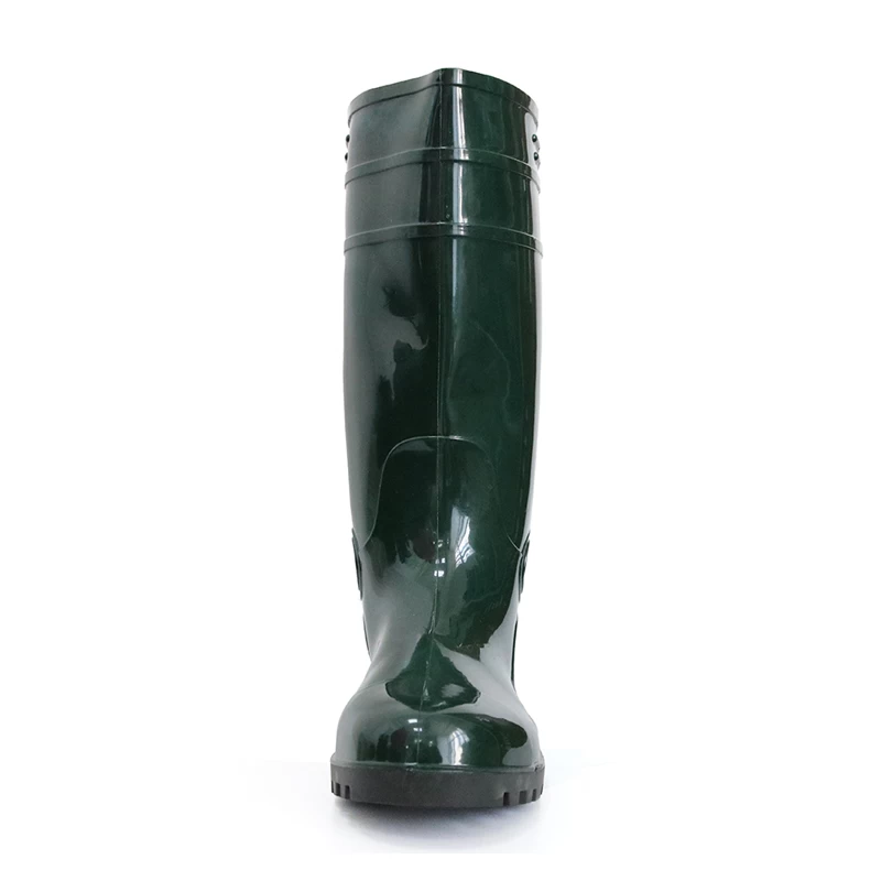 China F30GB green lightweight shiny pvc safety rain boot manufacturer