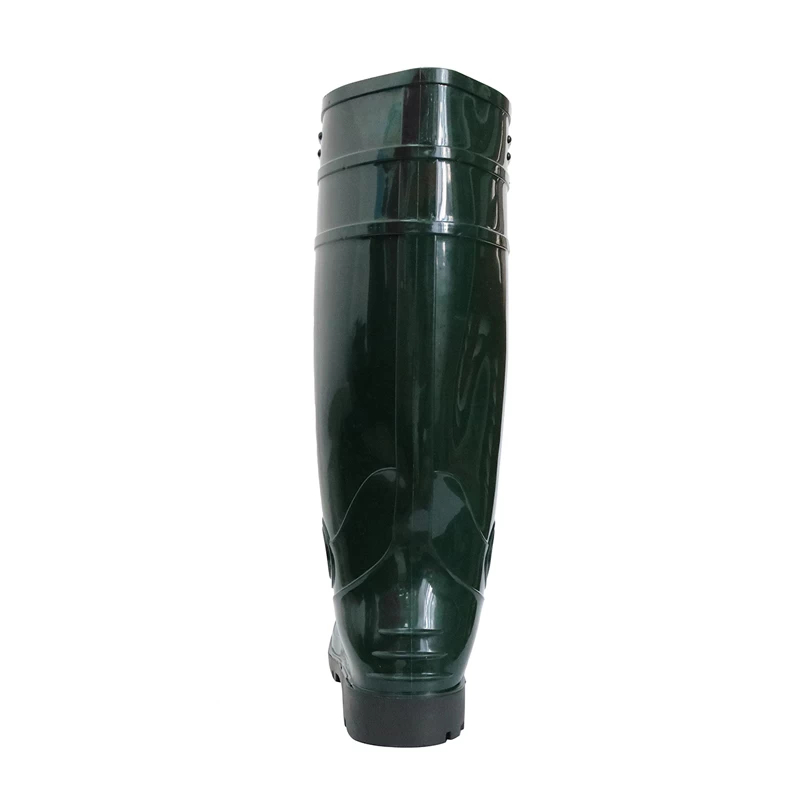 China F30GB green lightweight shiny pvc safety rain boot manufacturer