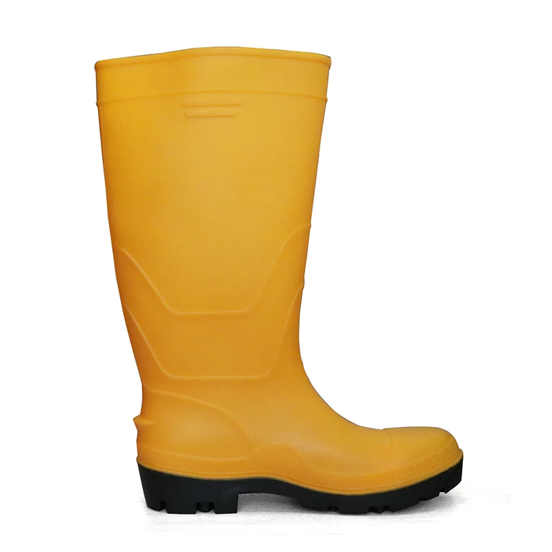 China F35YB yellow anti slip oil acid resistant plastic PVC safety wellington boots steel toe cap manufacturer