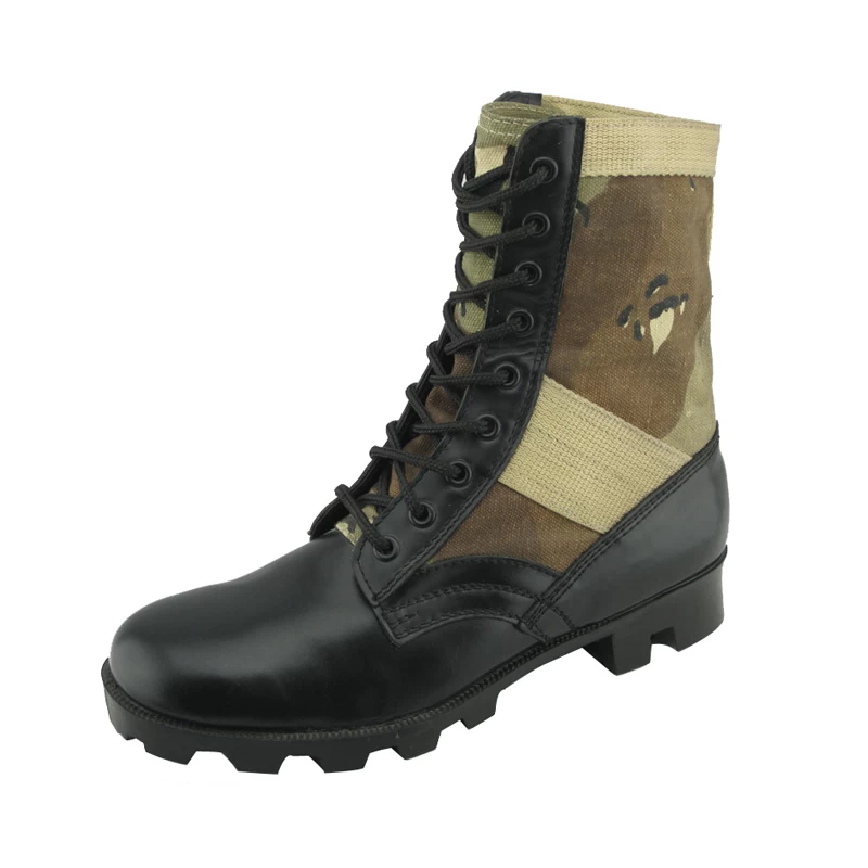China Genuine leather and fabric boots for men military manufacturer