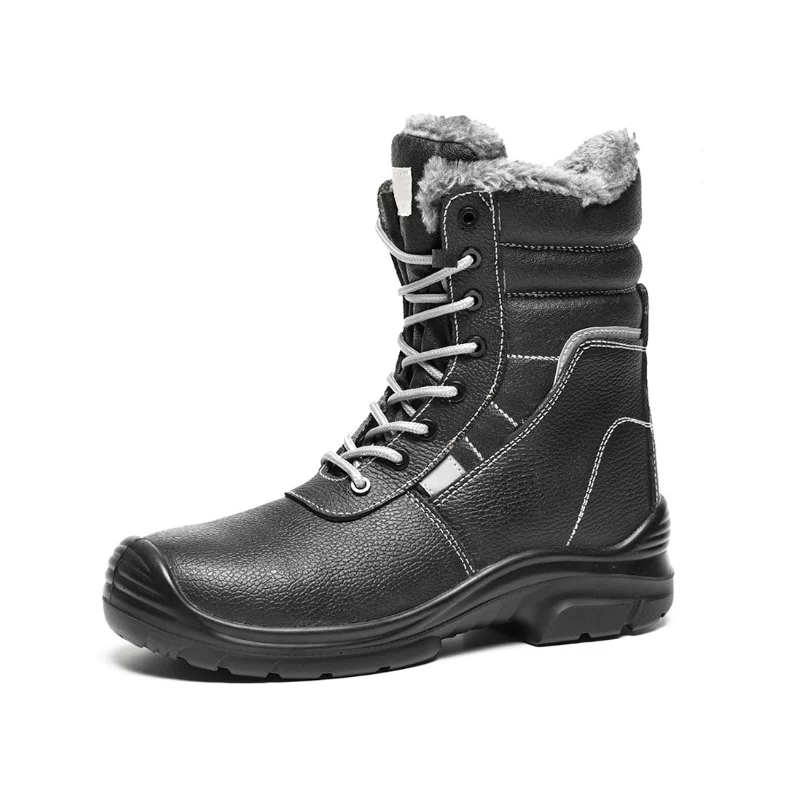 China HS133 Men Genuine Leather Winter Safety Work Boots with Fur in Europe manufacturer