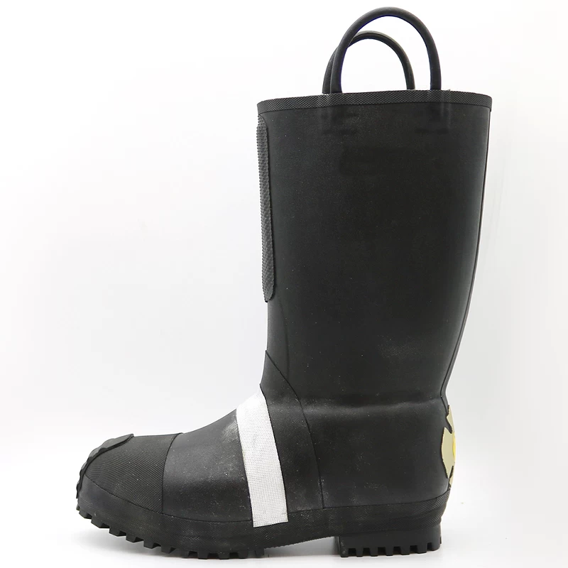 China HT001 Anti slip fireproof steel toe puncture resistant firemen rubber boots manufacturer