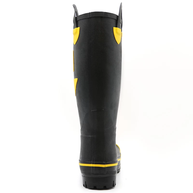China HT002 Anti slip waterproof steel toe puncture proof fireproof firemen rubber boots manufacturer