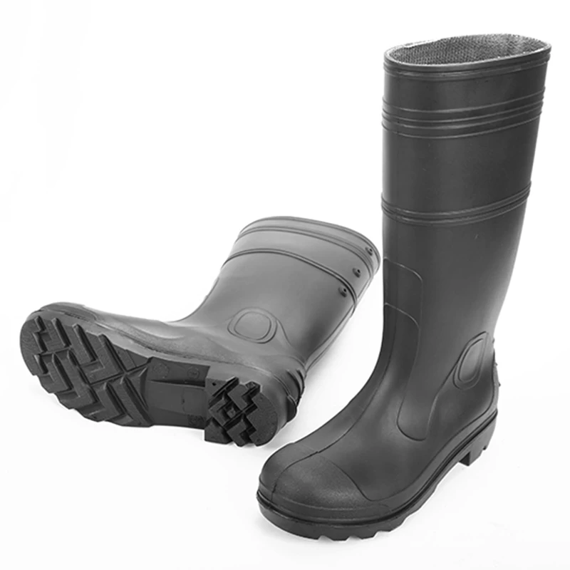 China QH-001 black oil resistant men pvc safety rain boot for work manufacturer
