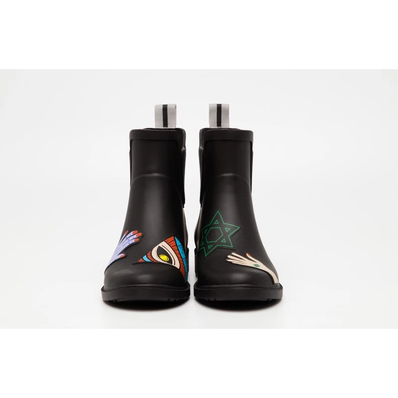 China RB-004 black ankle rubber rain boots for women manufacturer