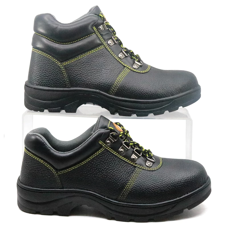 China RB110 cemented rubber sole leather steel toe construction safety shoes manufacturer