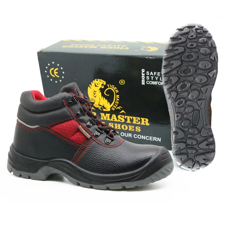 China Sapatos de segurança SD3010 resistente ao óleo de couro preto biqueira de aço fabricante