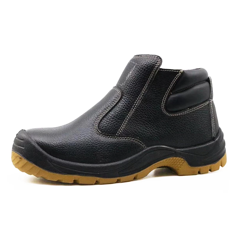 China SD3030 Black leather no lace steel toe industrial safety shoes with zipper manufacturer