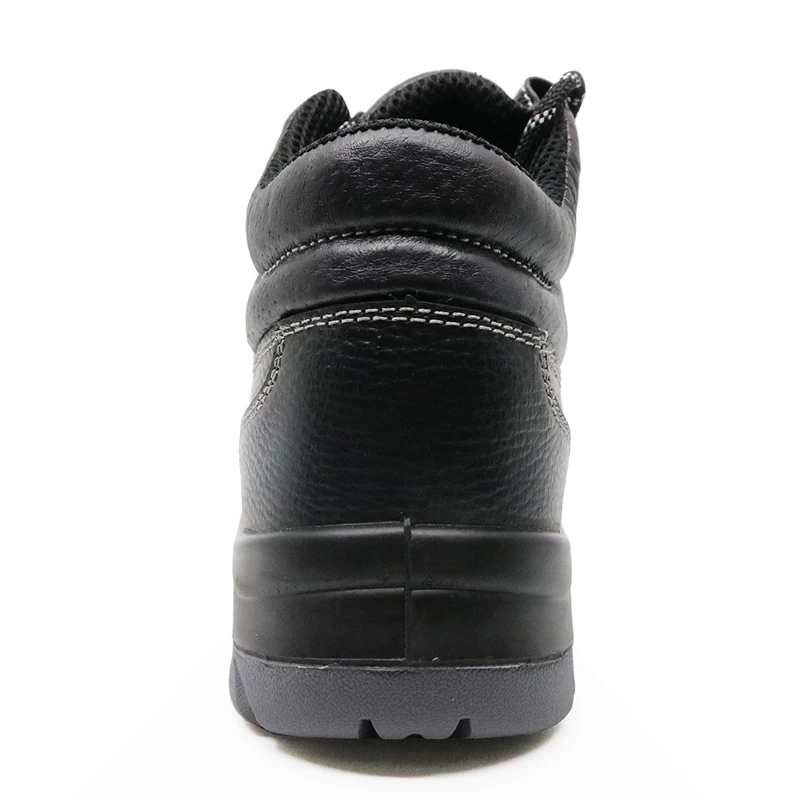 China SJ0180 PU rubber sole genuine leather steel toe cap anti static safety boot manufacturer