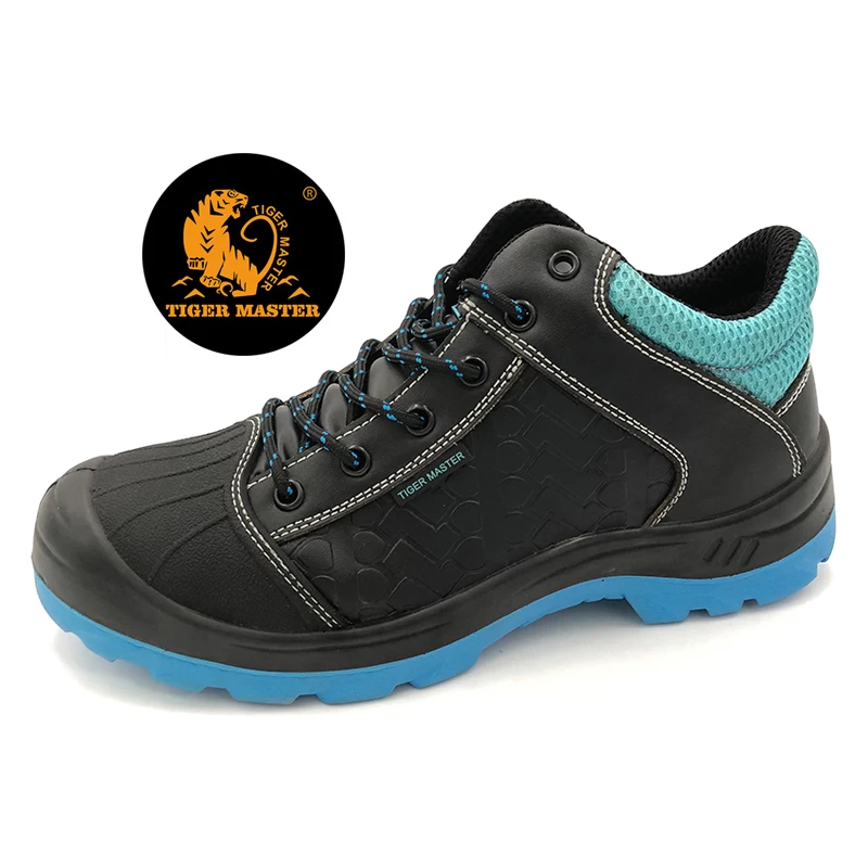 China SJ0188 oil resistant black leather steel toe cap safety shoes on sale manufacturer