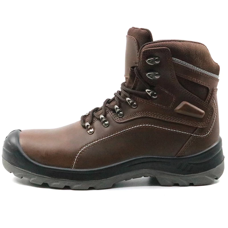 China SJ0196 CE approved slip resistant steel toe genuine leather safety boots manufacturer