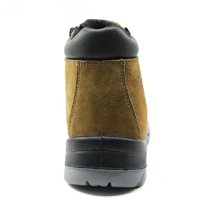 China SJ0197 suede leather rubber out sole slip resistant no lace safety shoes with zipper manufacturer