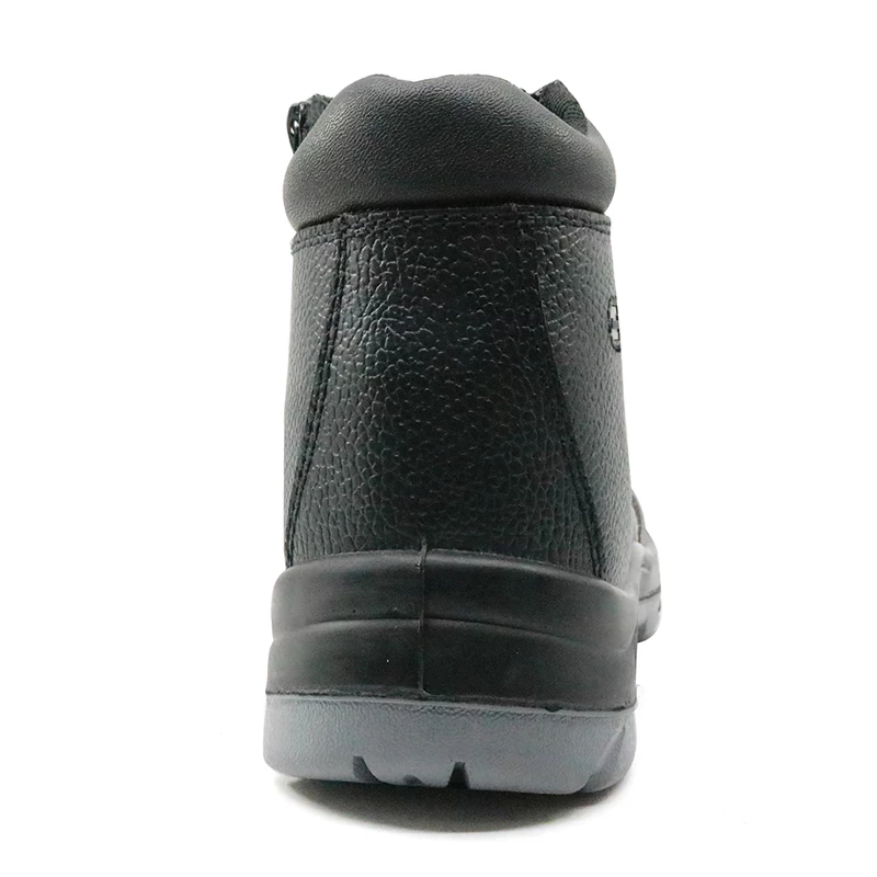 China SJ0198 black embossed leather steel toe safety shoes without lace manufacturer