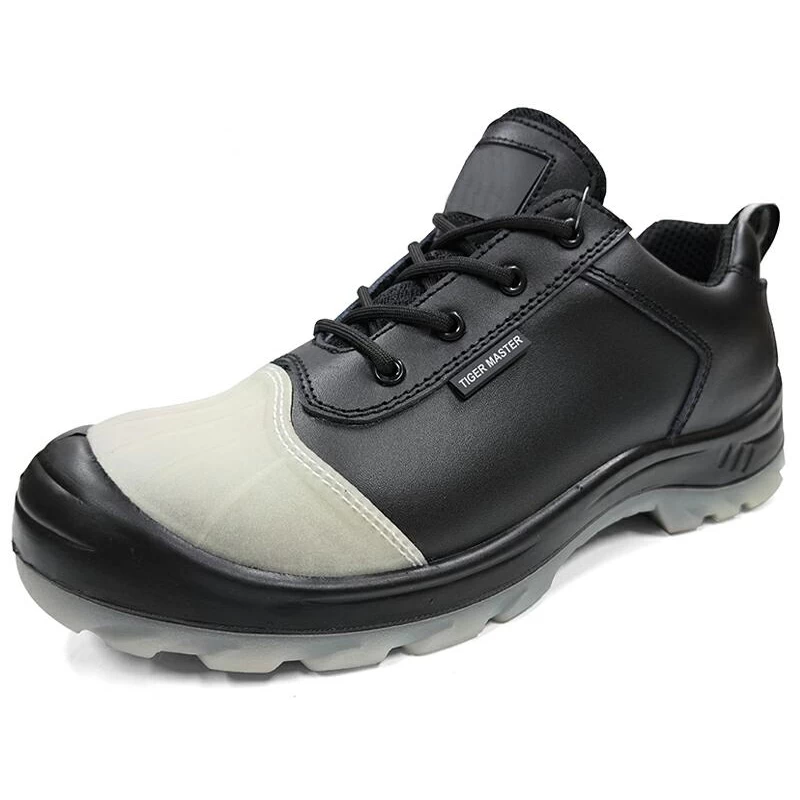China SJ0250L CE self-luminous steel toe prevent puncture leather work shoes for men manufacturer