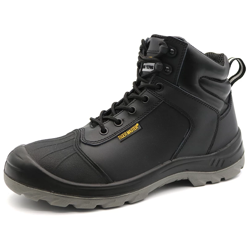 China SJ0251 Tiger master brand CE black leather puncture proof safety boots steel toe manufacturer
