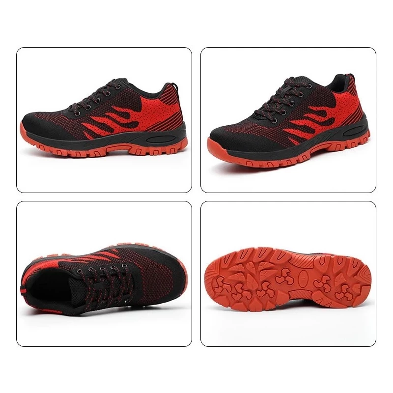 China SP010 Red stylish rubber sole casual sport hiking safety work shoe for men manufacturer