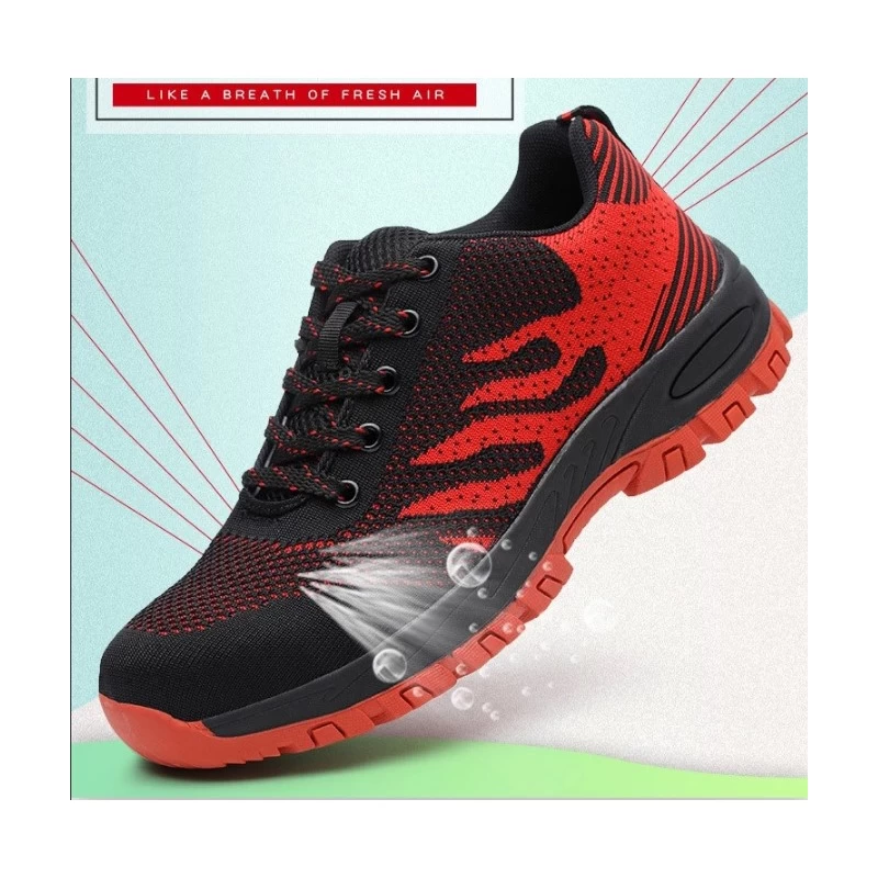 China SP010 Red stylish rubber sole casual sport hiking safety work shoe for men manufacturer