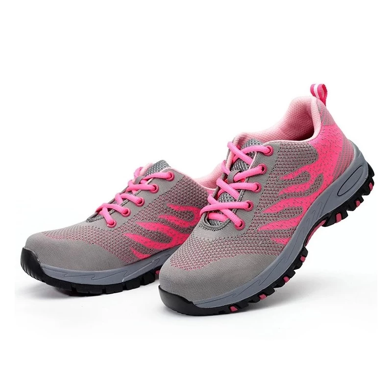 China SP012 rubber sole flyknit steel toe sport type women safety shoe manufacturer
