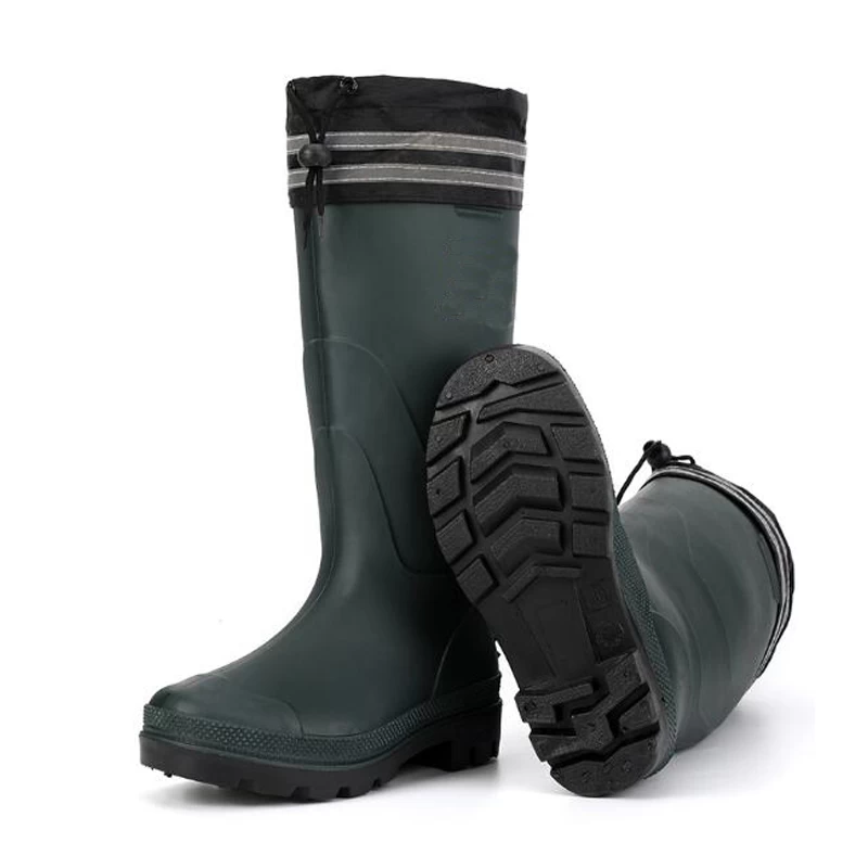 China SQ-1618 Green non safety water proof fur lining winter pvc rain boots for work manufacturer