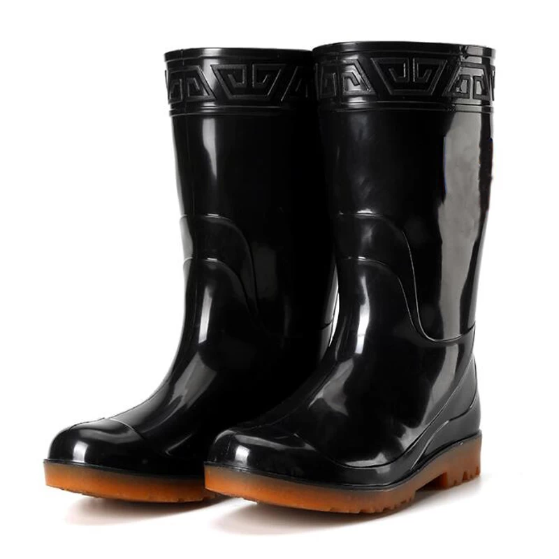 China SQ-817B cheap black water proof non safety pvc glitter rain boots men manufacturer