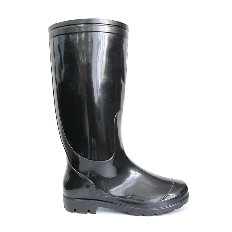 China SQ-BB 2 dollar lightweight cheap black shiny pvc rain boot work manufacturer
