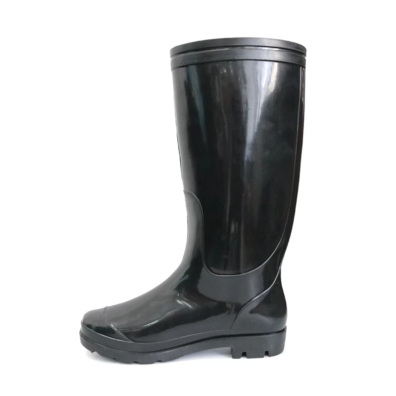 China SQ-BB 2 dollar lightweight cheap black shiny pvc rain boot work manufacturer
