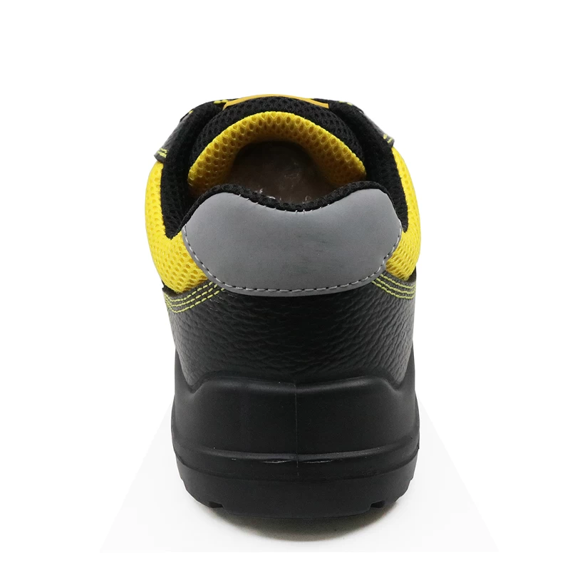 China SU026 black leather pu sole plastic toe cap industrial safety shoe manufacturer